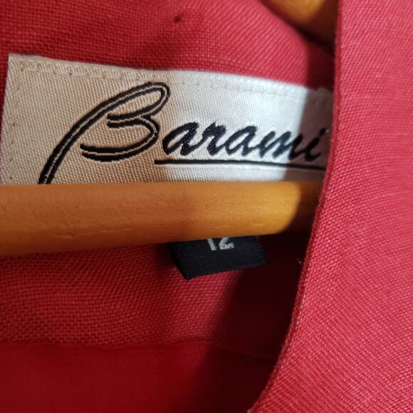 Barami Viscose Linen Rust Colored Sleeveless Shift Dress Embellished Pockets 12 - Picture 6 of 11